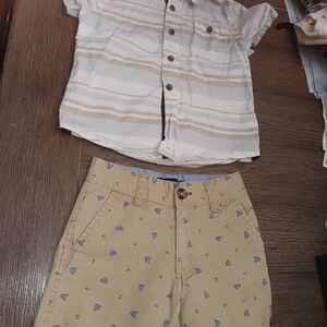 Boys Size 3T, STORTION Striped Shirt and Patterned Shorts Set
